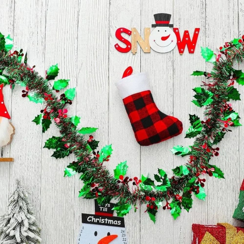 Tinsel Garland Decoration - 2 STUKS Herbruikbare 2M Kerstslinger Glanzend
