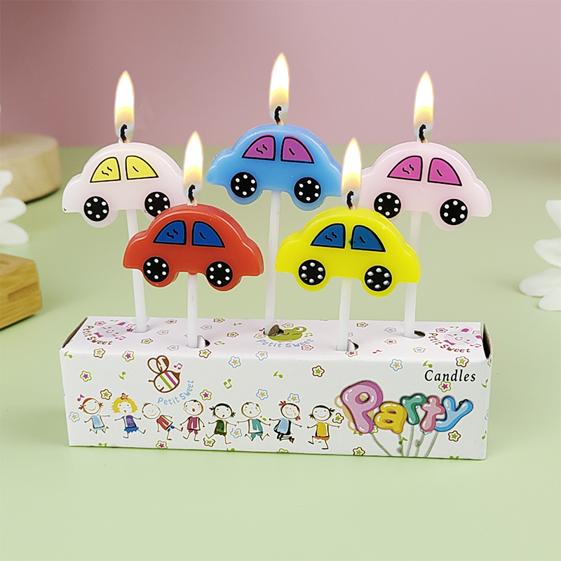 Holiday Candle Set - 5-autozarsen Kinderverjaardag Leuke taart Decoratieve kaarsen