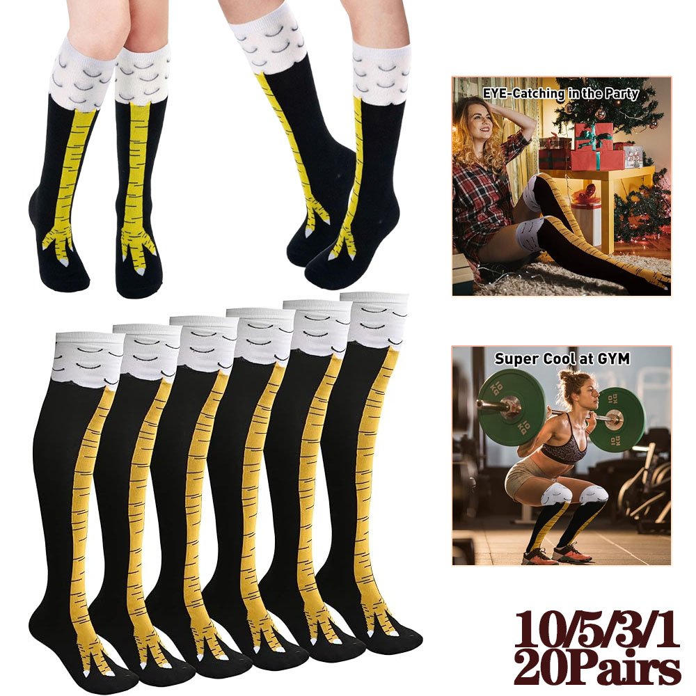 Christmas Stocking Hanging - 1-20Pairs Grappige 3D Kip Klauw Kniekousen