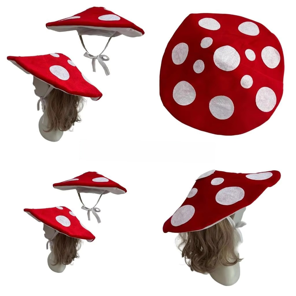 Santa Hat Plush - Paddestoelhoed voor Halloween-kostuumhoed Festivalfeest Hoofddeksel Seizoensfeest