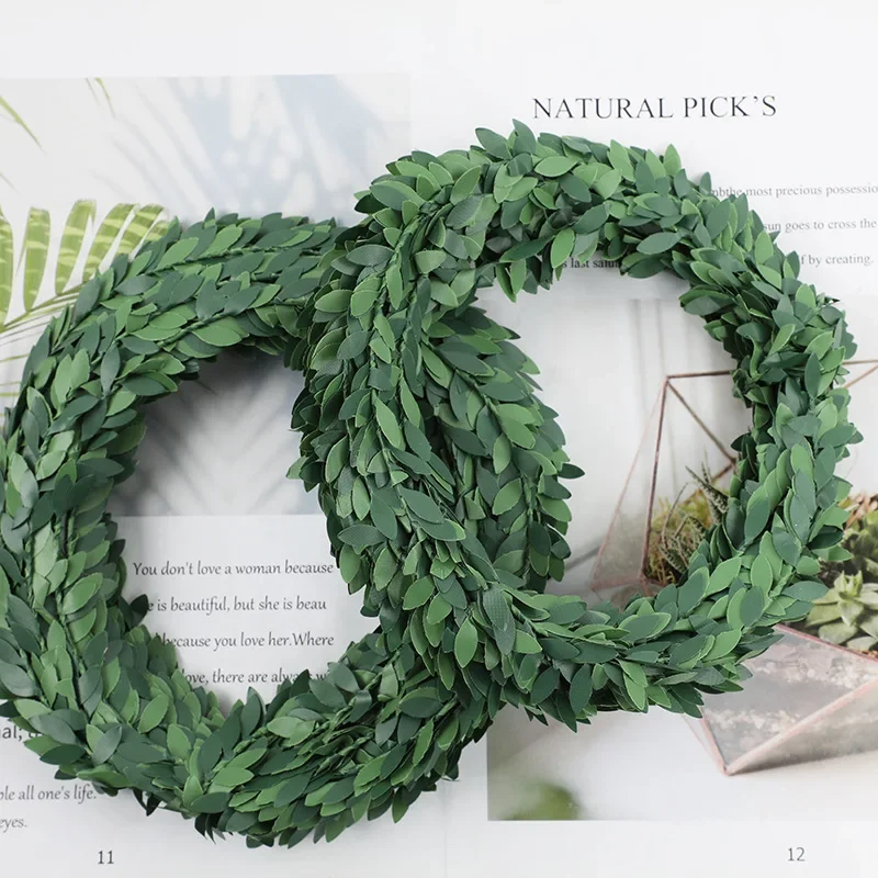 Christmas Wreath Fake - 7 meter ijzerdraad groen blad wijnstok