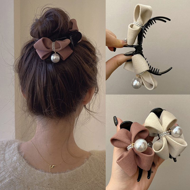 Ribbon Bow Gift - 1Pc Mooie Nieuwe Parel Vlinderdas Haarklauw