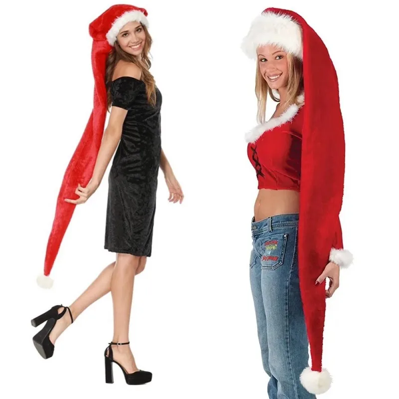 Santa Hat Plush - Zachte Pluche Extra Lange Kerstmuts voor