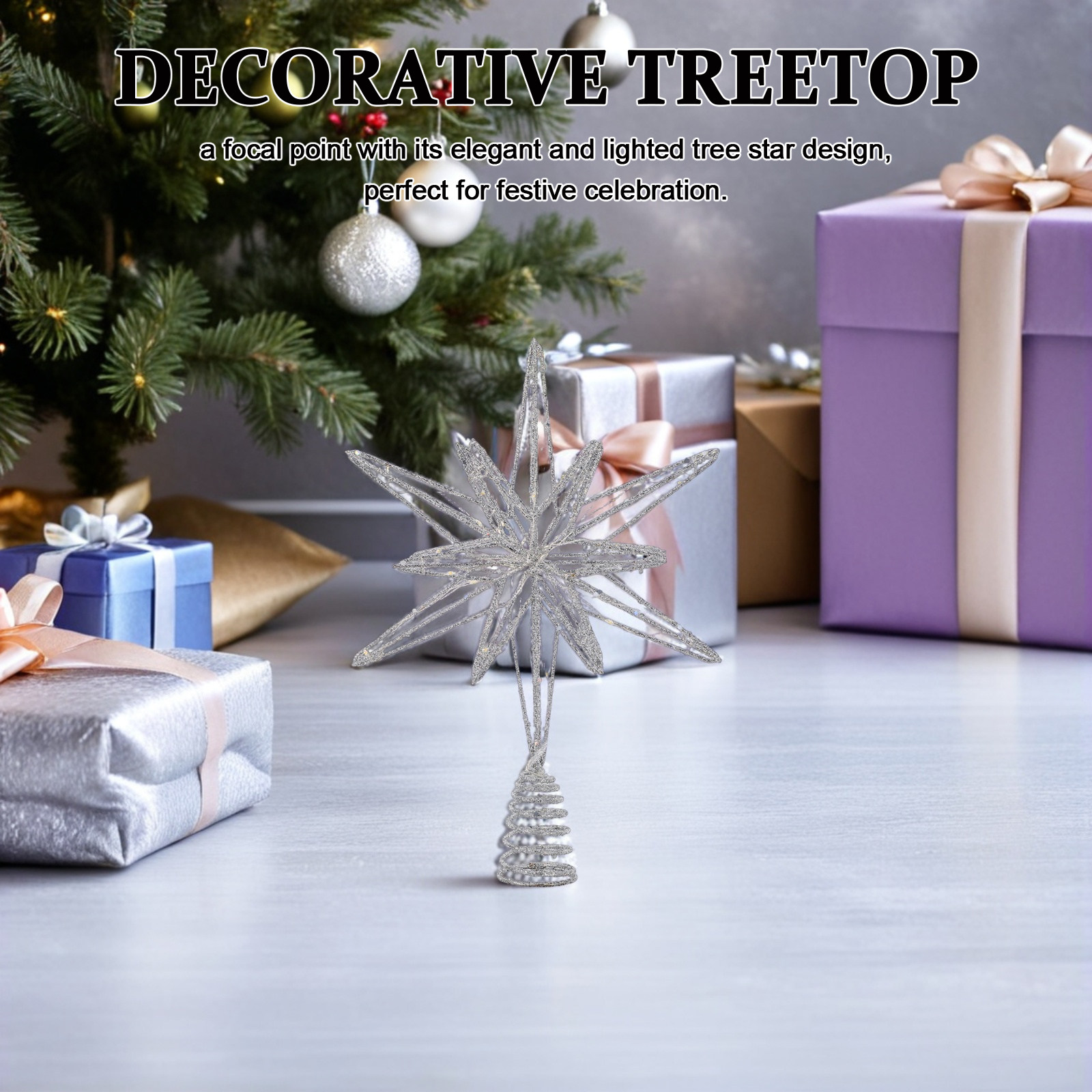 Star Tree Topper - Kerstboomstern Topper van metaaldraad verlicht met