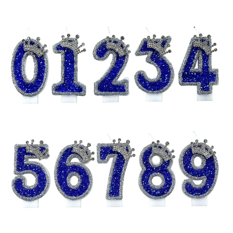 Holiday Candle Set - Blue Crown verjaardagskaars 0-9 cijfers taartkaarsen
