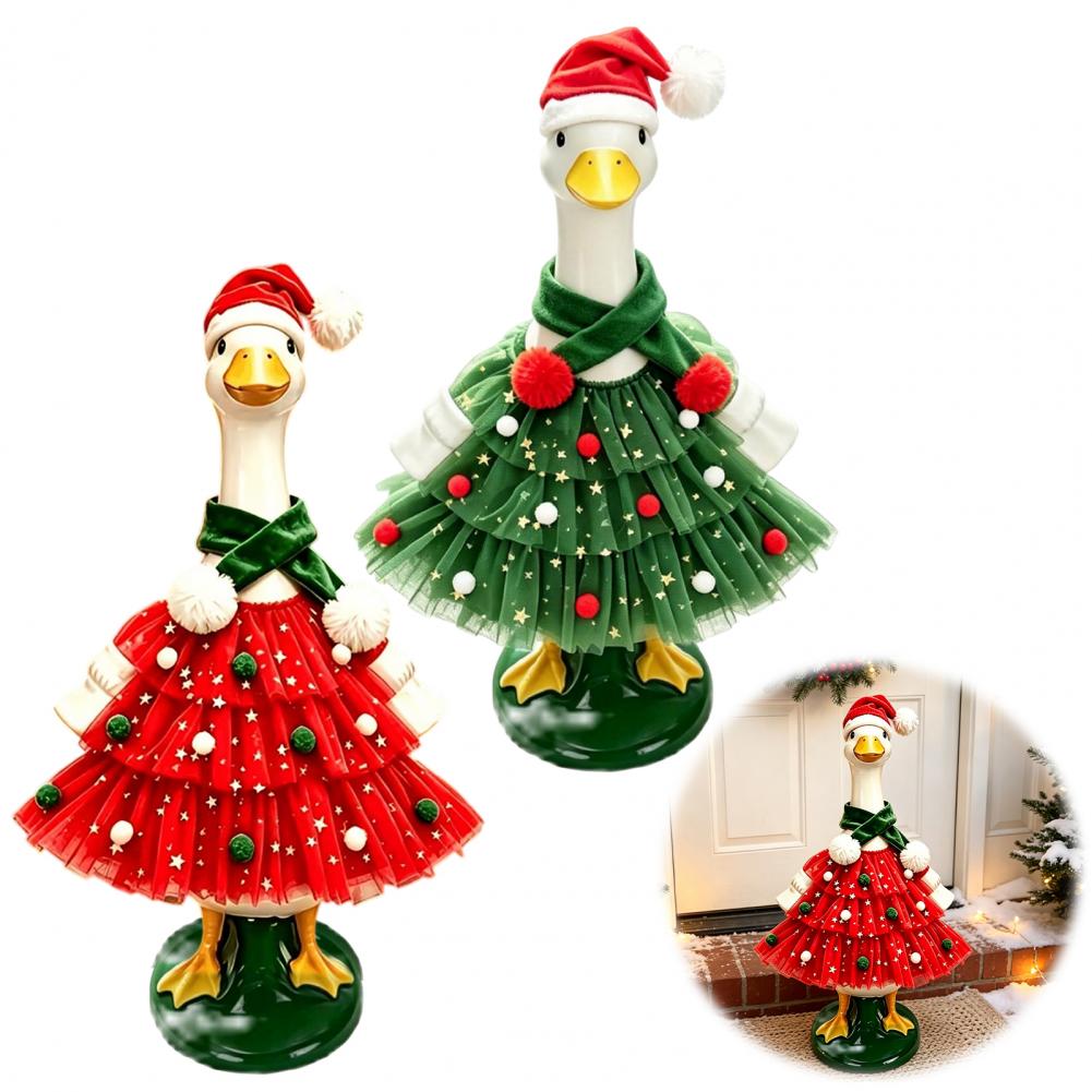 Santa Hat Plush - Kerstporch Goose-outfit, kerstmanjurk met pluche sjaal