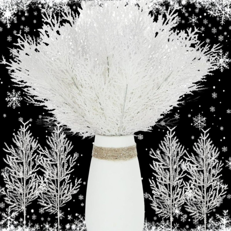 Christmas Wreath Fake - Kerst Witte Kunstmatige Dennennaalden Takken Nep