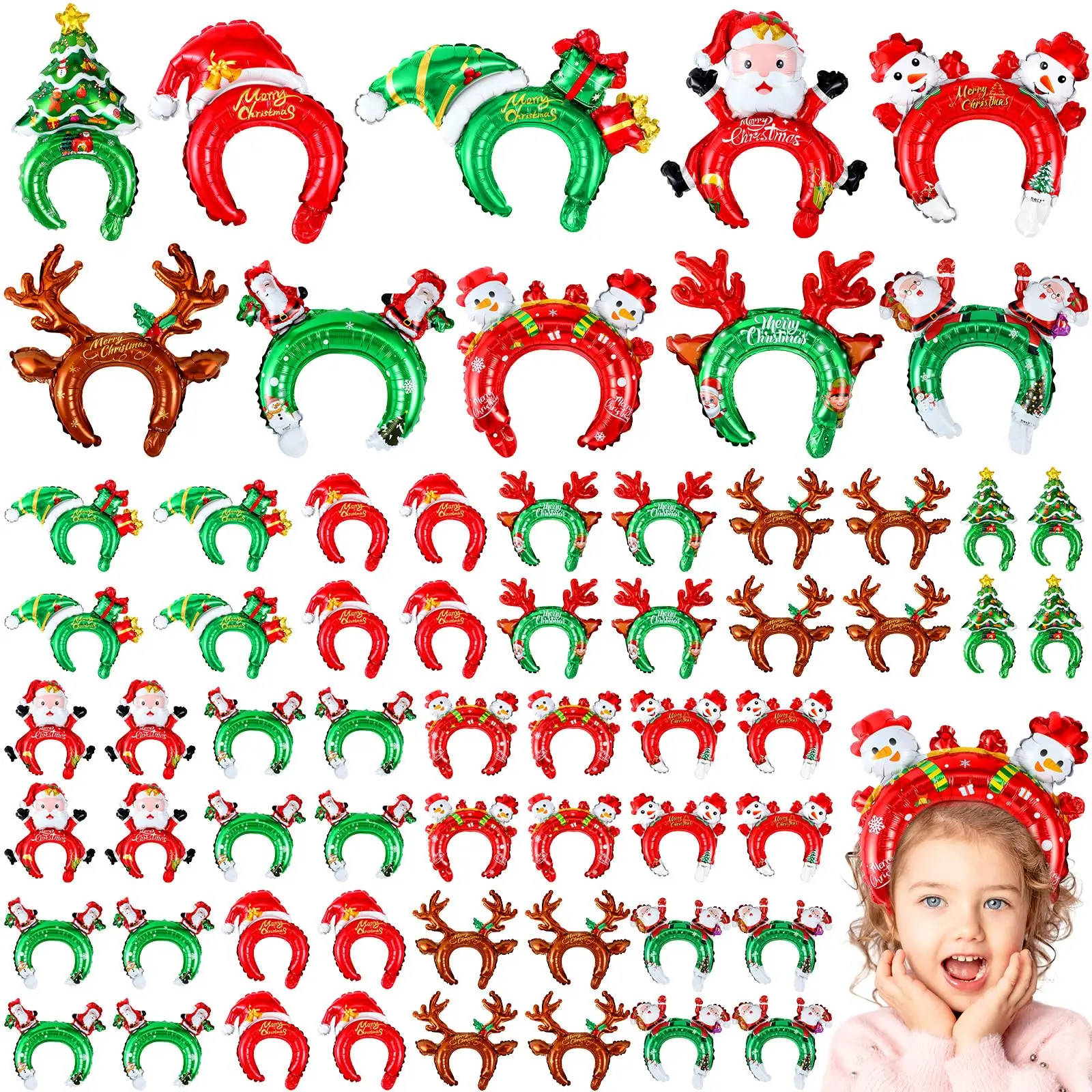 Reindeer Antlers Headband - Kerst Opblaasbare Hoofdbanden Kerstman Sneeuwpop Ballon
