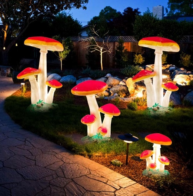 Christmas Lights Outdoor - Waterdichte levensgrote simulatie paddenstoel verlichtingsstandbeeld van