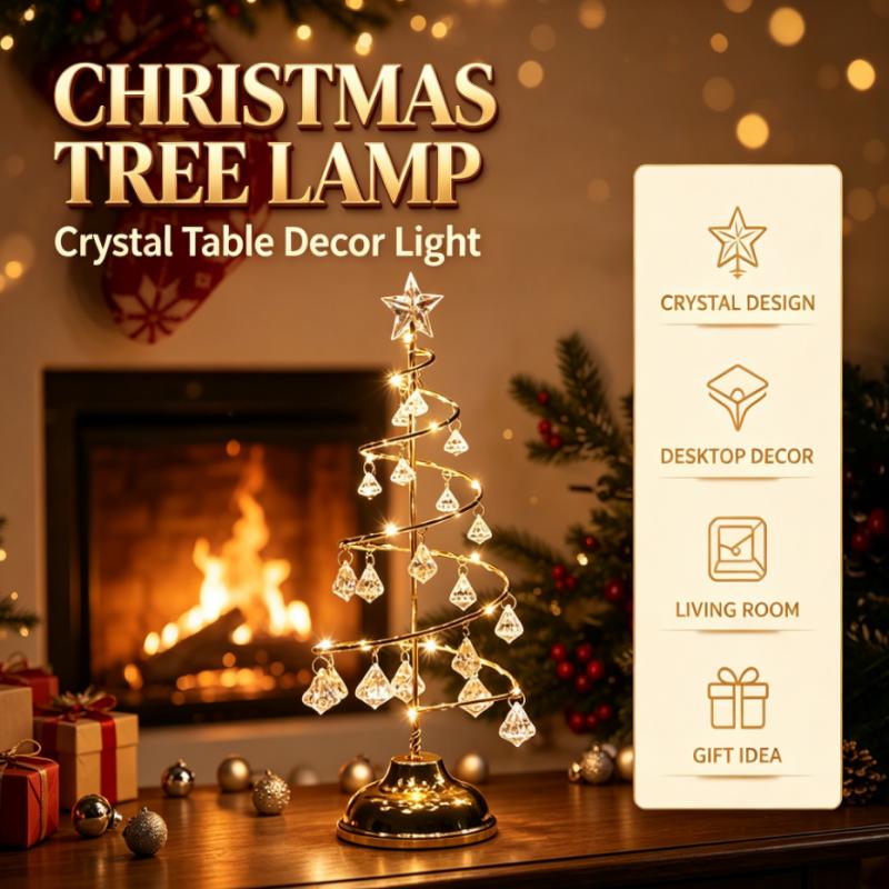 Star Tree Topper - Kerstboomtafellamp, op batterijen werkende LED-kristallen decoratieve