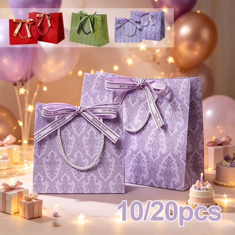 Gift Box Wrap Set - Luxe dikke kartonnen boodschappentassen Retro groen/rood/paars