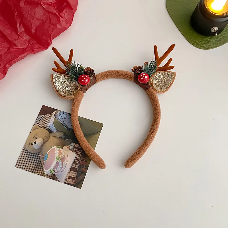 Reindeer Antlers Headband - Kerst Hoofdband Rendier Gewei Hoorn Bloem