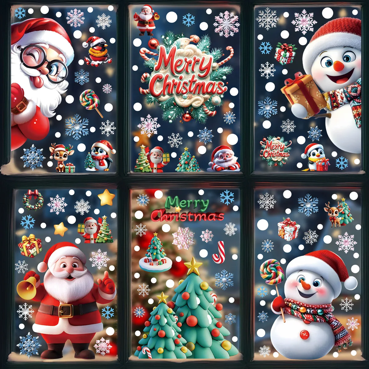 Snowflake Window Decal - 2025 Kerst statische raamstickers - Gingerbread
