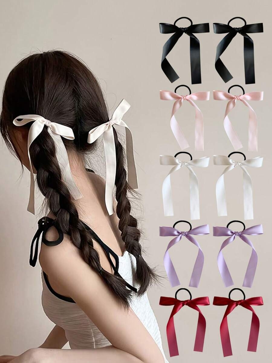 Ribbon Bow Gift - 2 stks/set damesmode meerkleurige haaraccessoires met