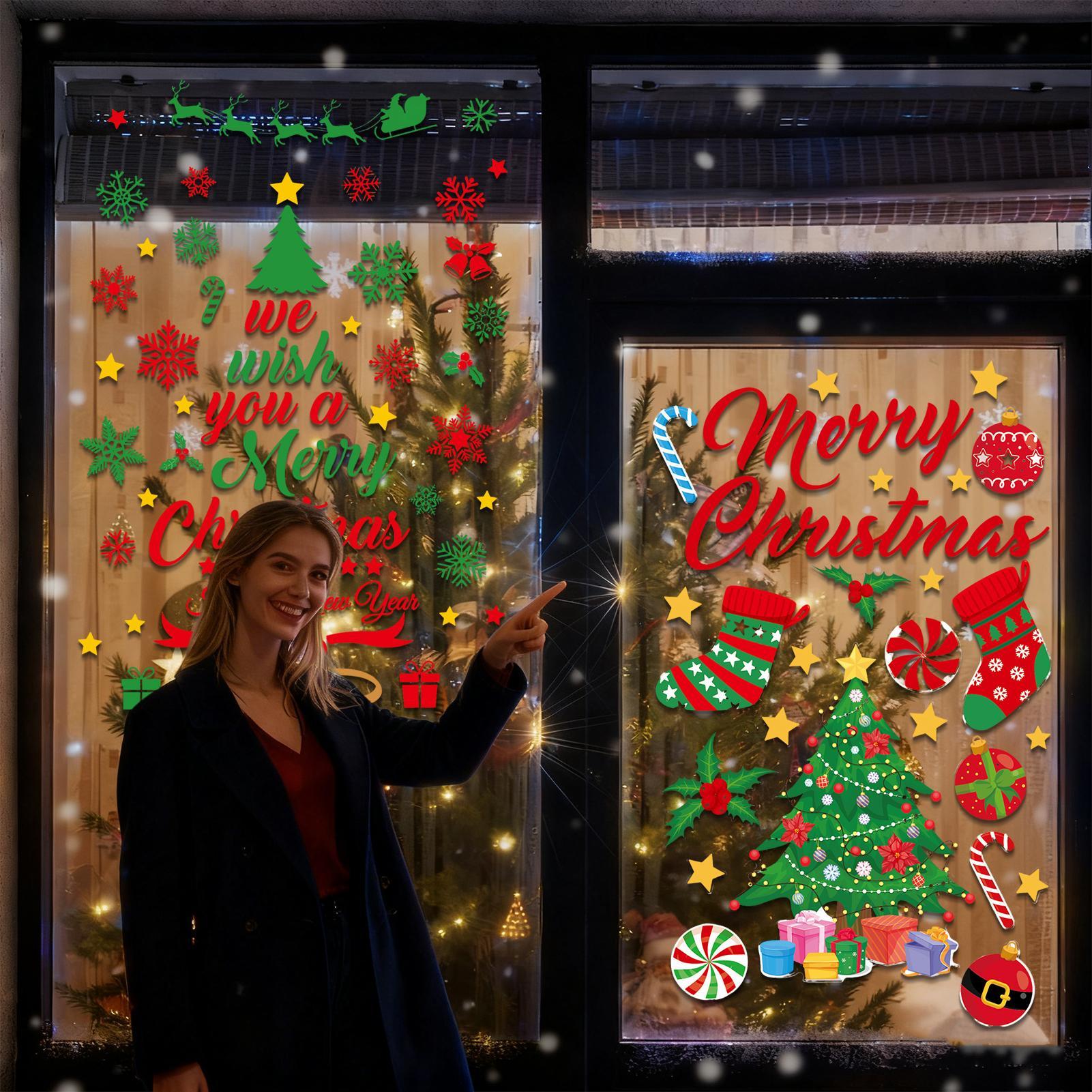 Snowflake Window Decal - 3-delige kerstmuurstickers raamstickers verwijderbare stickers kerstboom