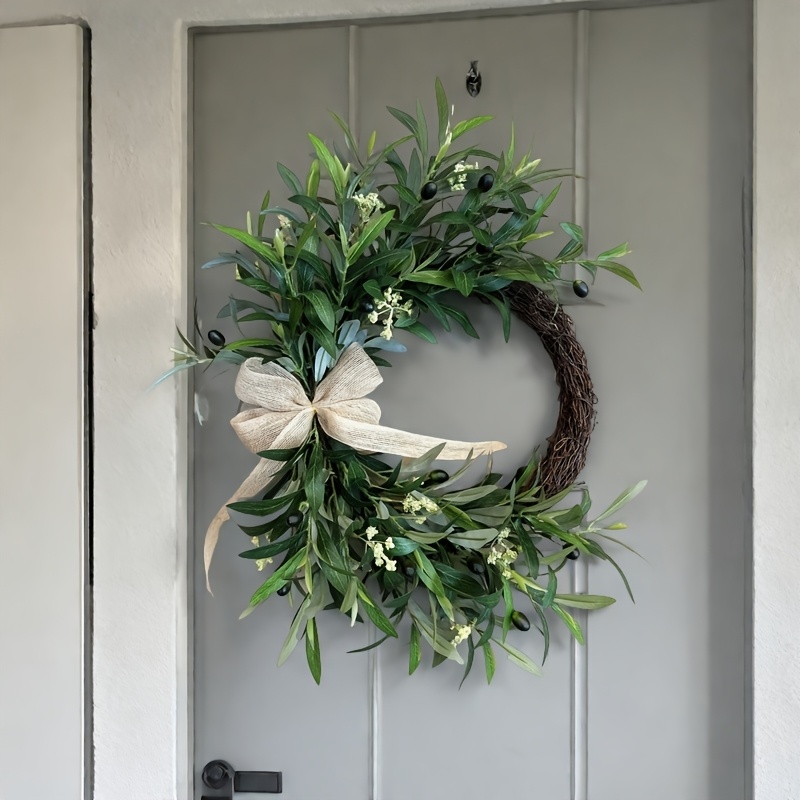Christmas Wreath Fake - 2025, kunstmatige olijfkrans, muurhangend, Kerstmis, Halloween,