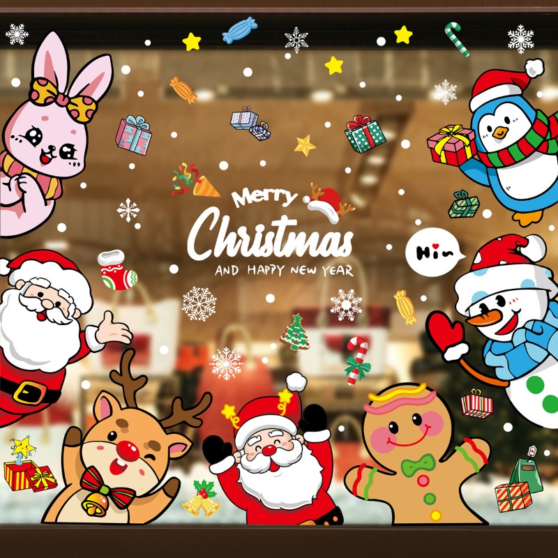Snowflake Window Decal - 2025 Kerst decoratieve glazen raamstickers Sneeuwpop