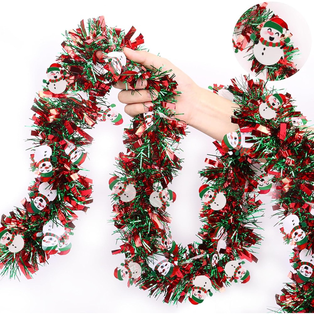 Kerstglinstergordijn rood groe - Tinsel Garland Decoration recensie en prijs