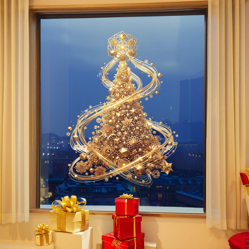 Gouden Kerstboom Raamsticker E - Snowflake Window Decal recensie en prijs