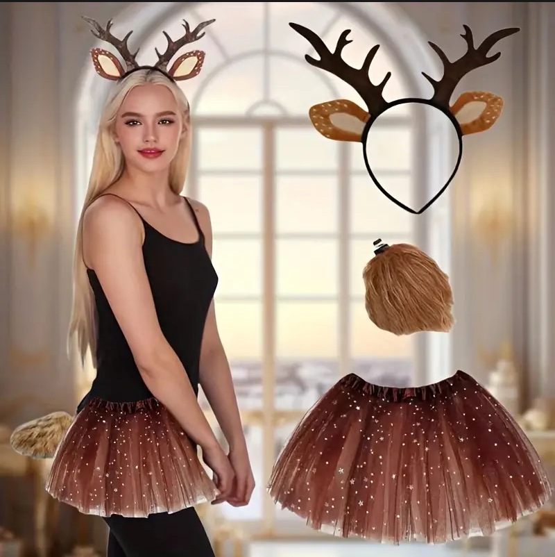 Rendierkostuum Set Tutu Rok me - Reindeer Antlers Headband recensie en prijs