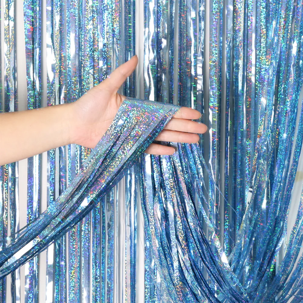 Blauwe 2M*1M Laser Tinsel Foli - Tinsel Garland Decoration recensie en prijs