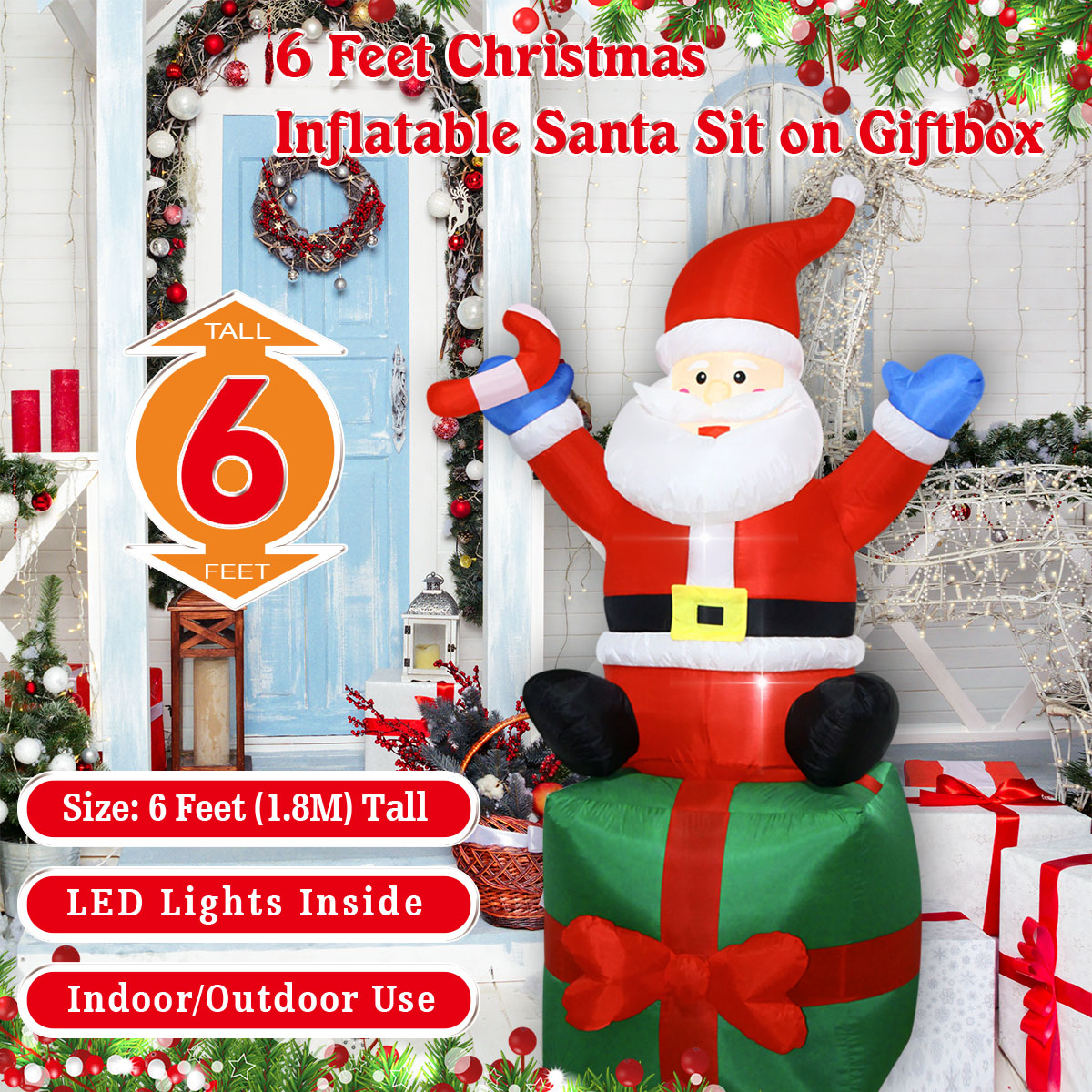 6FT Kerst Opblaasbare Kerstman - Christmas Lights Outdoor recensie en prijs