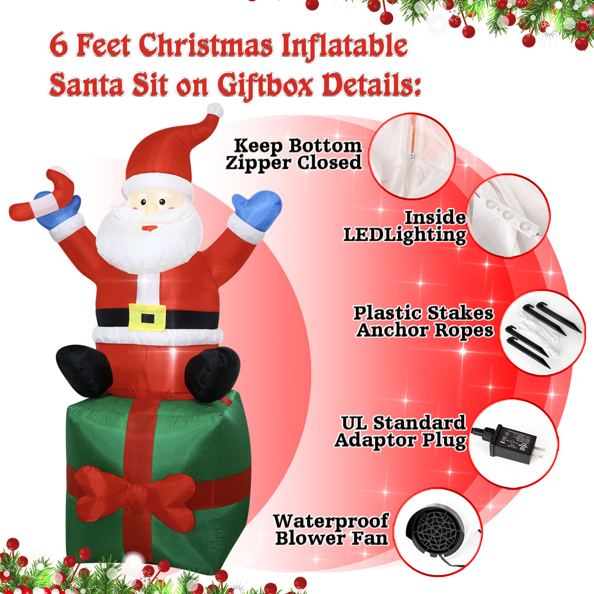 6FT Kerst Opblaasbare Kerstman - Christmas Lights Outdoor recensie en prijs