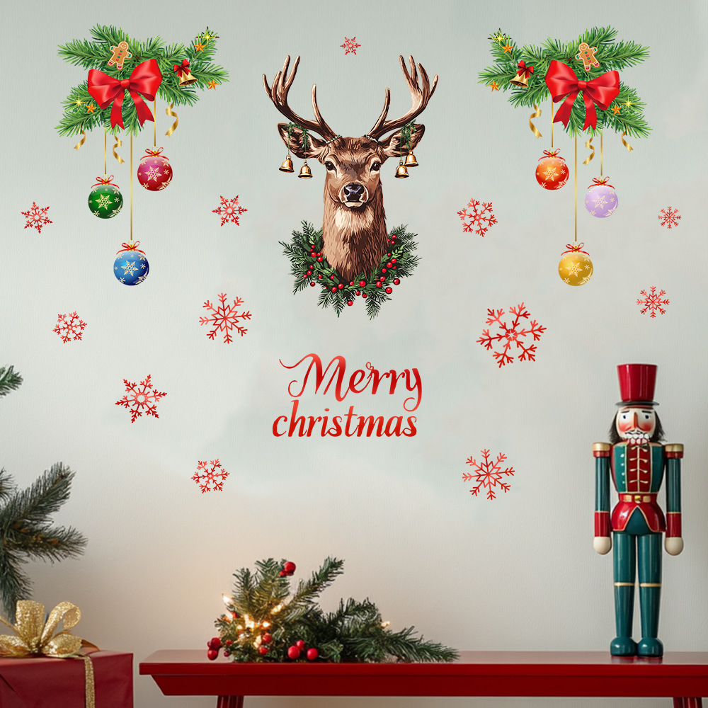 Kerst Sneeuwvlok Herten Hoofd  - Snowflake Window Decal recensie en prijs