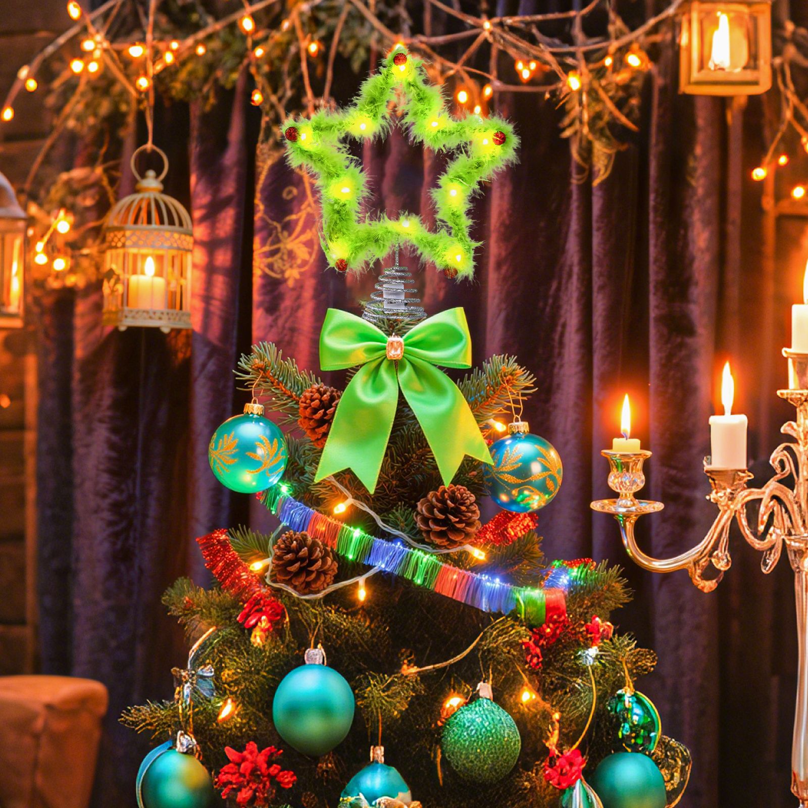 Kerst Fuzzy Grinch Ster Boom T - Star Tree Topper recensie en prijs