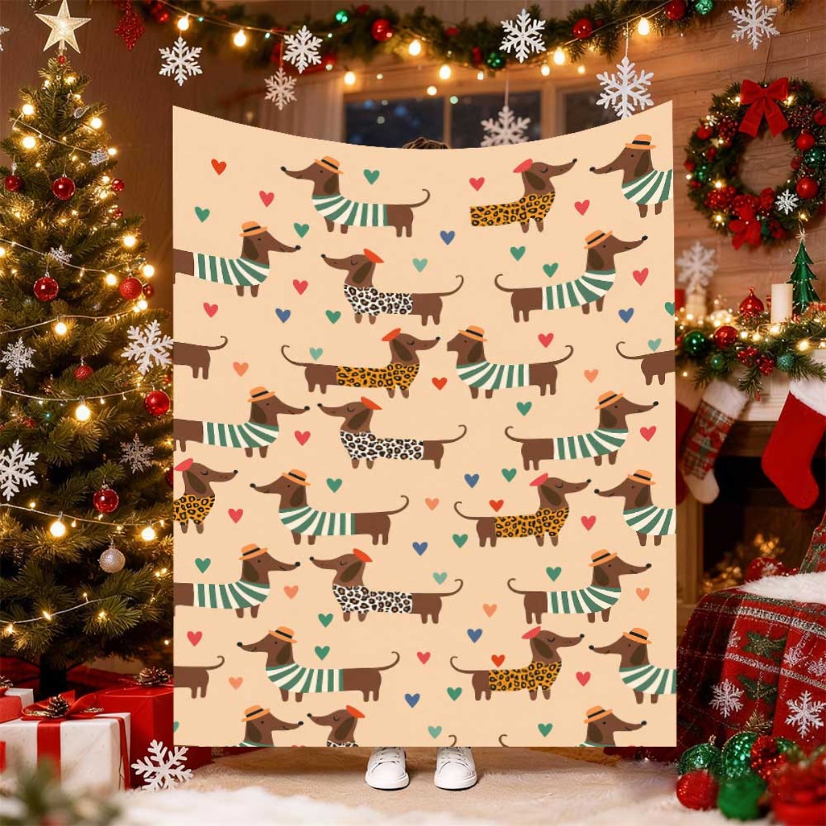 Leuke Kerst Teckel Hondendeken - Christmas Throw Blanket recensie en prijs
