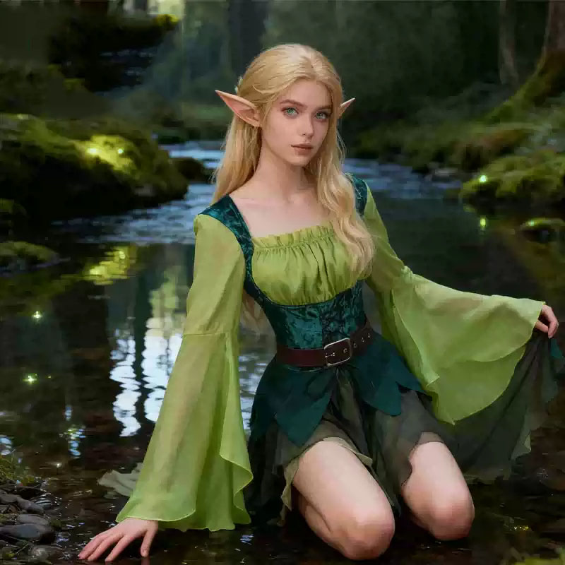Elf-middeleeuwse groene feeënj - Elf Costume Christmas recensie en prijs